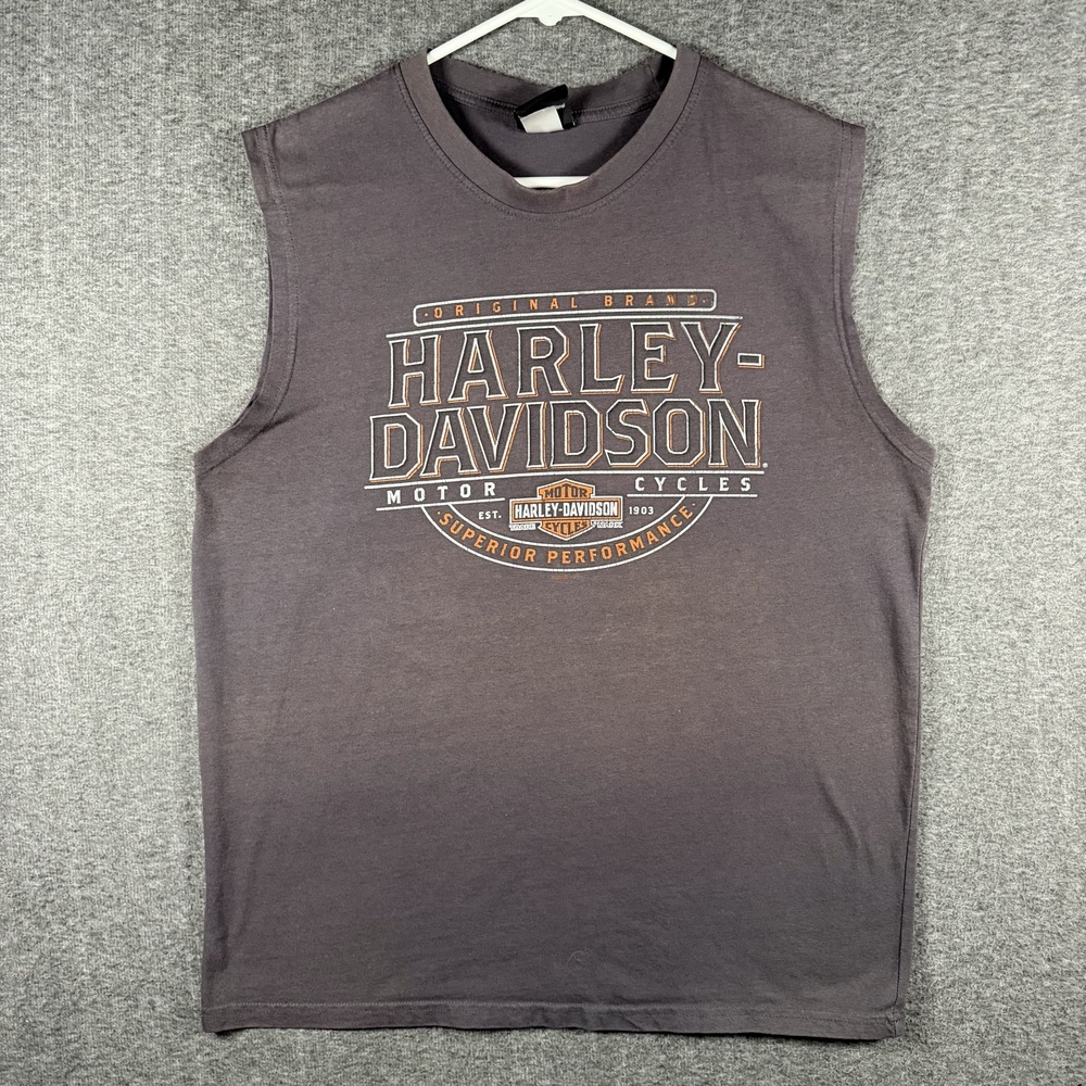 Harley-Davidson Shirt Mens Large Black Diamond Marion IL Sleeveless Biker Tee #1
